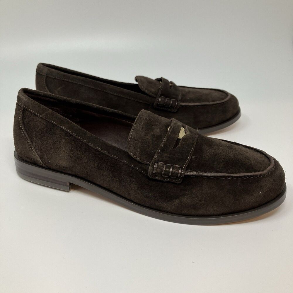 Madewell Grayson Penny Loafers Womens 10 Dark Brown Suede Leather Old Money Fall